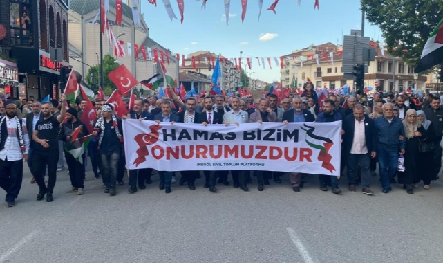 Binlerce İnegöllü Gazze için yürüdü