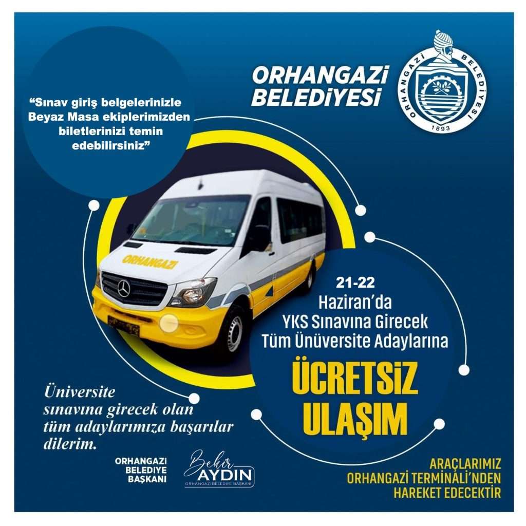 Başkan Bekir Aydın’dan YKS’ye Girecek Öğrencilere Hem Destek Hem Başarı Mesajı:“Ter Dökmek Sizden Ücretsiz Ulaşım Bizden!“