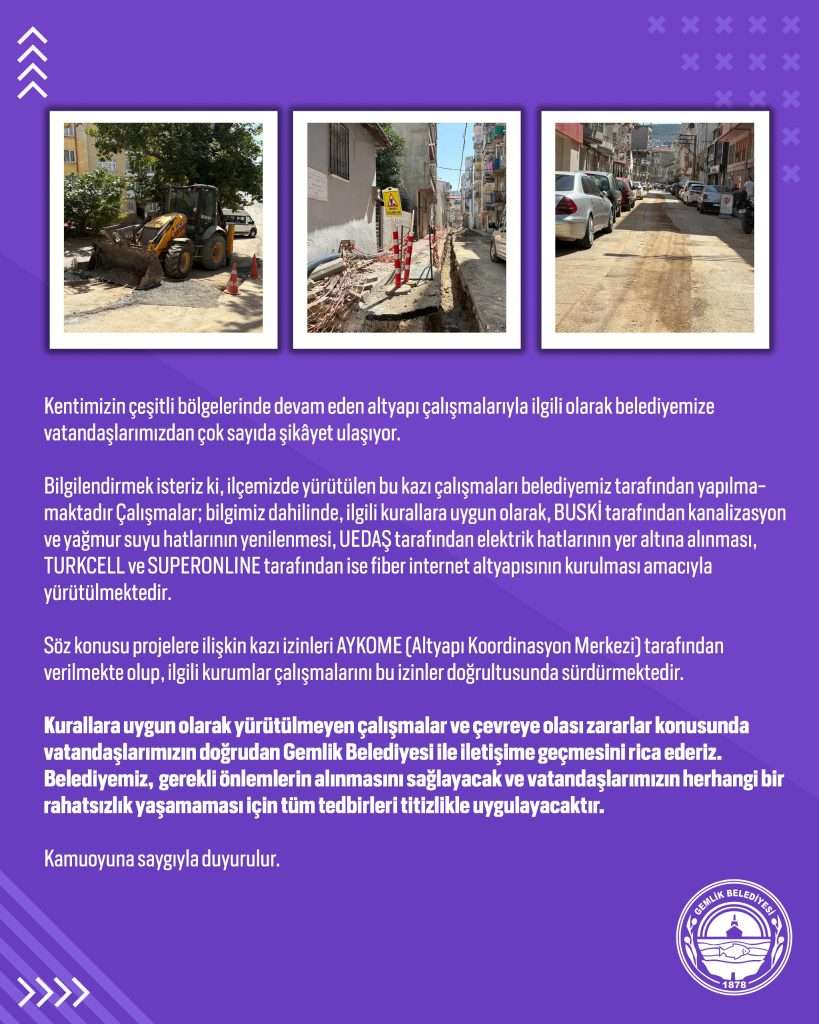Gemlik Belediyesi’nden Altyapı Açıklaması