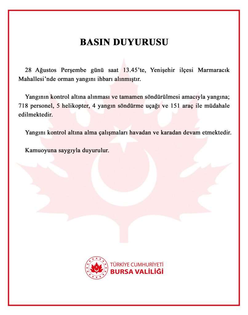 Valilikten Yangın Açıklaması