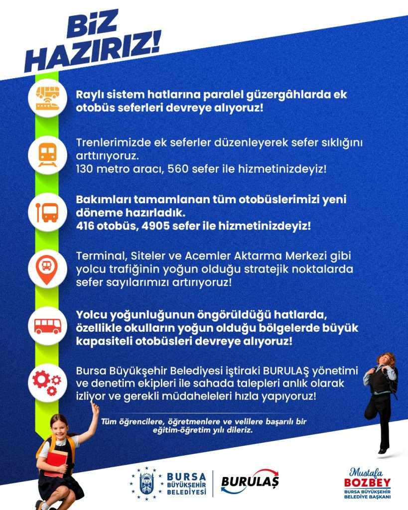 Bursa’da Yeni Eğitim Yılına Ulaşım Hazırlığı