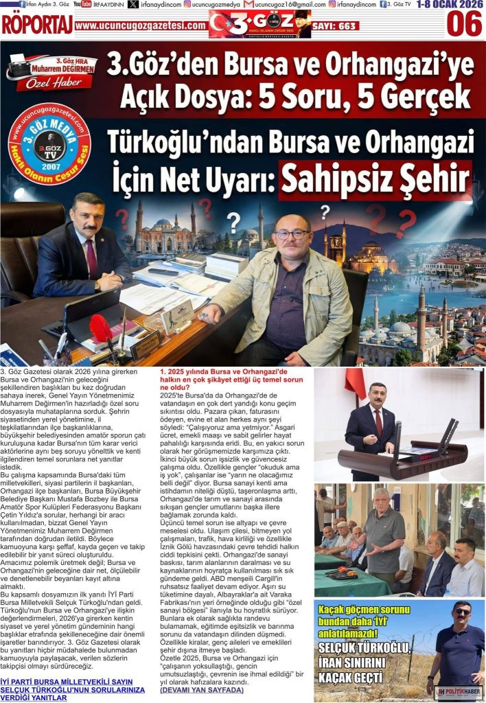 Türkoğlu’ndan Bursa ve Orhangazi İçin ‘Sahipsiz Şehir’ Çıkışı: İşte 5 Hayati Gerçek