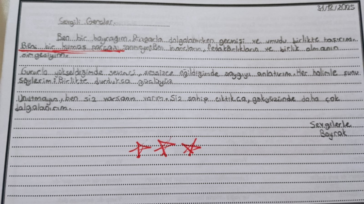 Bursalı öğrencilerden anlamlı mesaj: 1000 yürek, 1000 bayrak, yer gök kırmızı beyaz