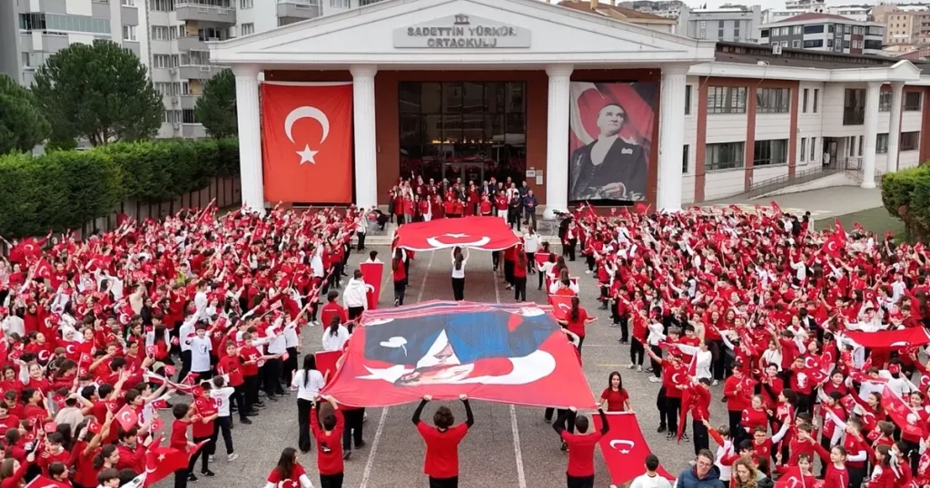 Bursalı öğrencilerden anlamlı mesaj: 1000 yürek, 1000 bayrak, yer gök kırmızı beyaz