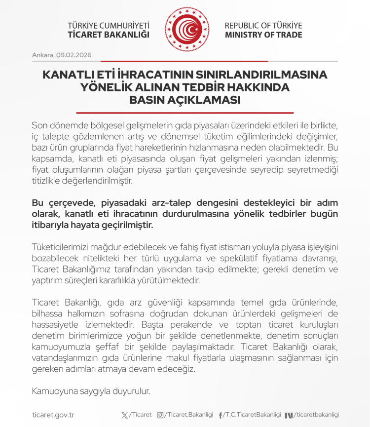 Kanatlı eti ihracatına yönelik yeni tedbirler devrede... İhracatı sınırlandırıldı