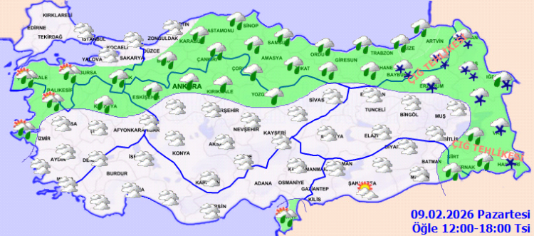 Meteoroloji’den kuvvetli yağış ve çığ uyarısı