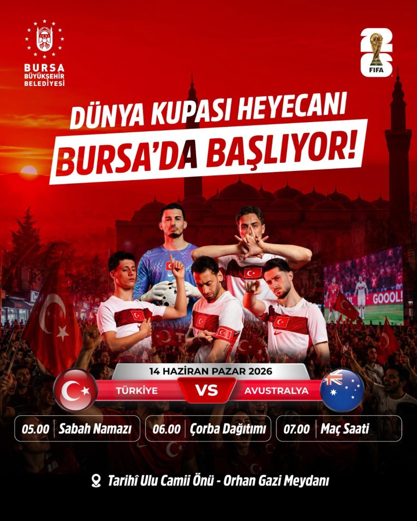 Bursa’da Tarihi Buluşma: Dünya Kupası Heyecanı Ulu Cami Önünde Dev Ekranda