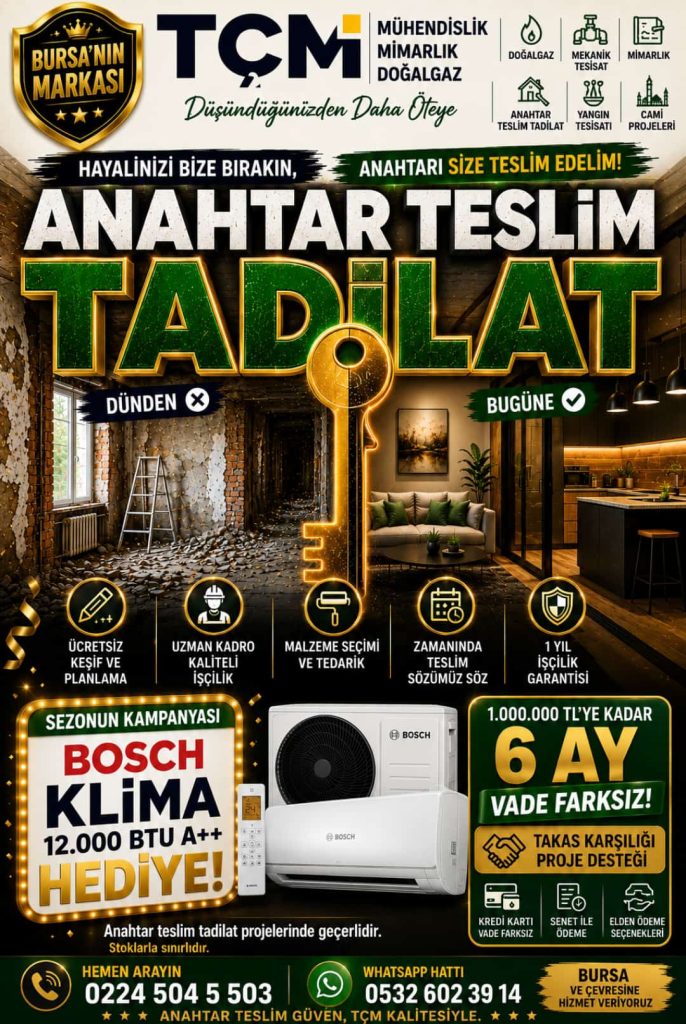 TÇM Mühendislikten anahtar teslim tadilatta klima hediyeli kampanya
