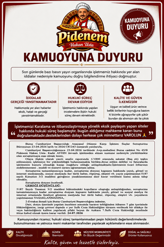Pide'nem Hakan Usta'dan Kamuoyuna Açıklama: "Hukuki Sürece Güveniyoruz, Resmi Sürecin Sonucunu Bekliyoruz"