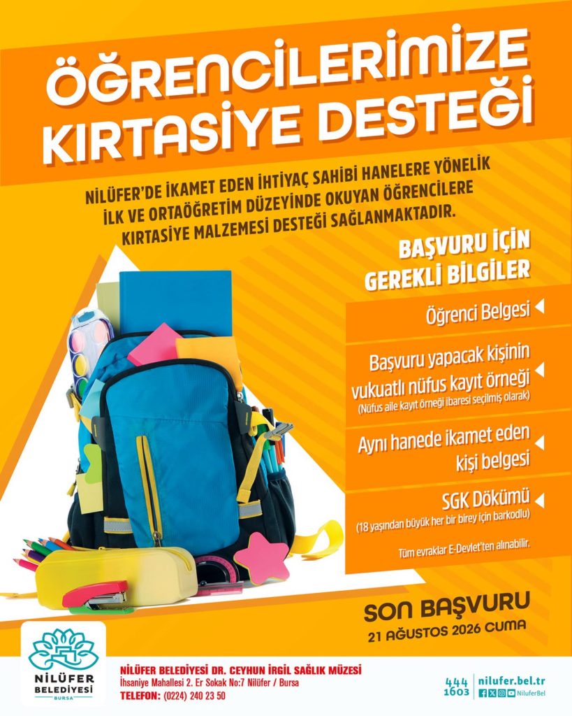 Nilüfer Belediyesi’nden kırtasiye desteği Nilüfer Belediyesi’nden kırtasiye desteği