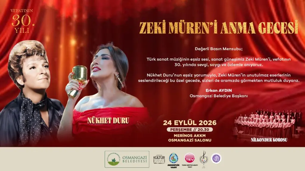 Osmangazi Belediyesi’nden Zeki Müren’e Vefatının 30. Yılında Özel Gece